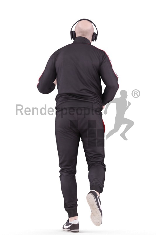 3d people sports, white 3d man running