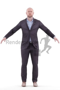 3d people business, rigged man in A Pose