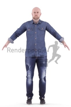 Rigged human 3D model by Renderpeople – european man with casual shirt