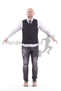 Rigged human 3D model by Renderpeople – white man in business clothes