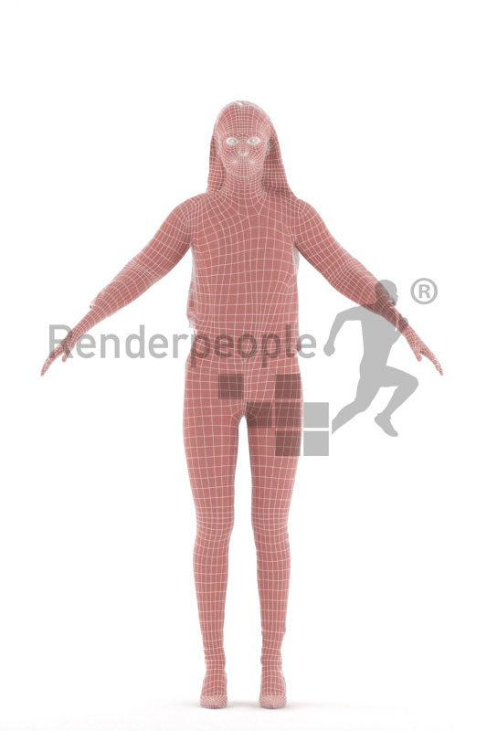 3d people casual, 3d white woman rigged