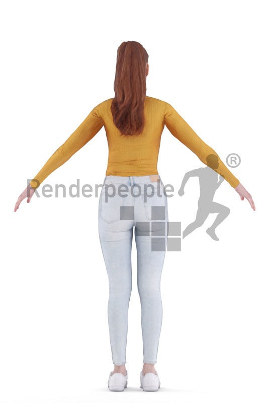 3d people casual, white 3d woman rigged