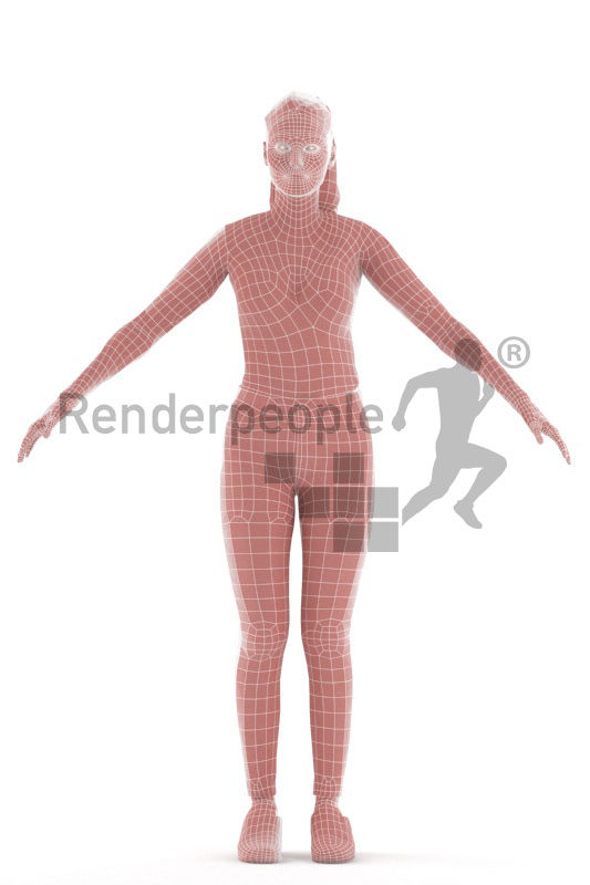 3d people casual, white 3d woman rigged