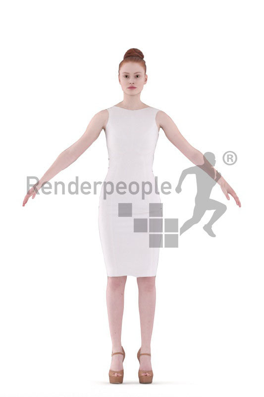 3d people event, white woman rigged