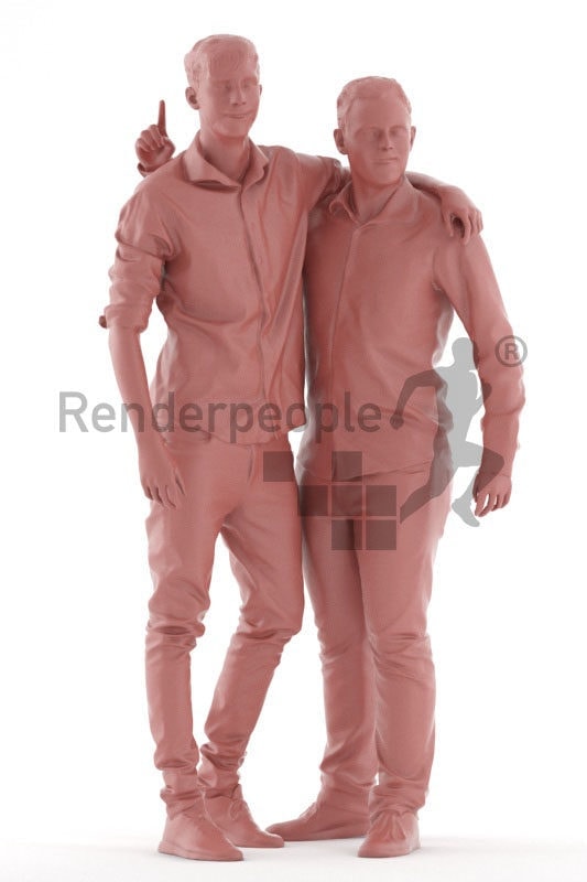 3d people event, white 3d group standing and partying
