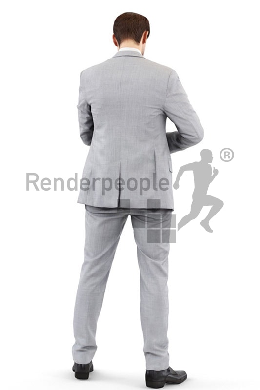 3d people business, white 3d man wearing a suit