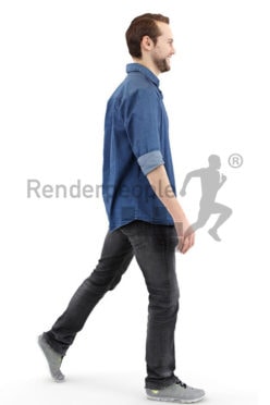 3d people casual, white 3d man walking