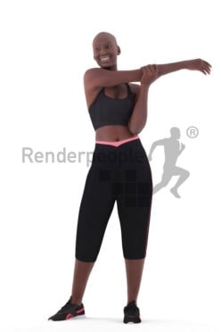 Posed 3D People model for visualization – black woman, doing sports