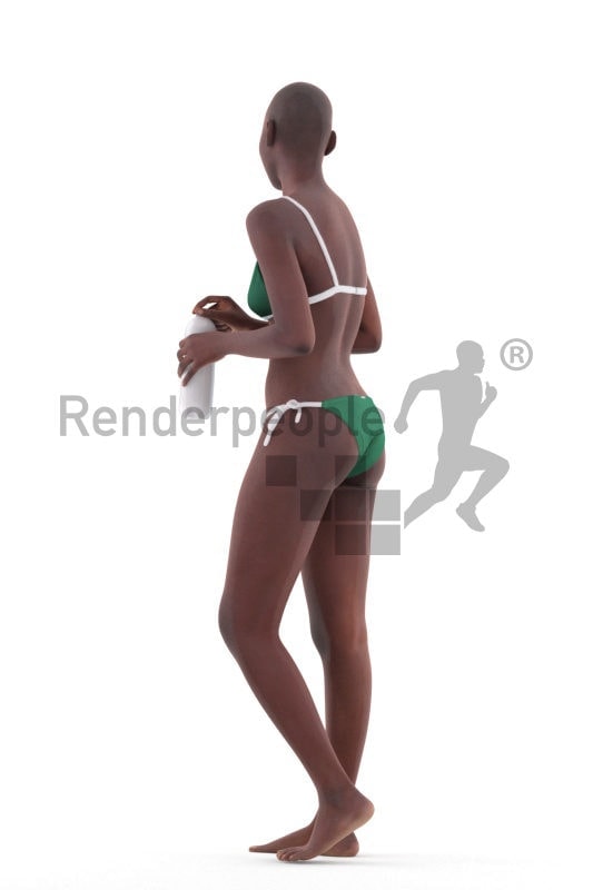 Realistic 3D People model by Renderpeople – black woman in bikini, communicating