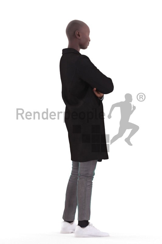 Posed 3D People model for renderings – black woman, standing, outdoor