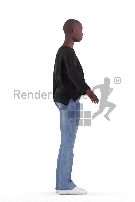 Rigged and retopologized 3D People model – african woman in casual clothes