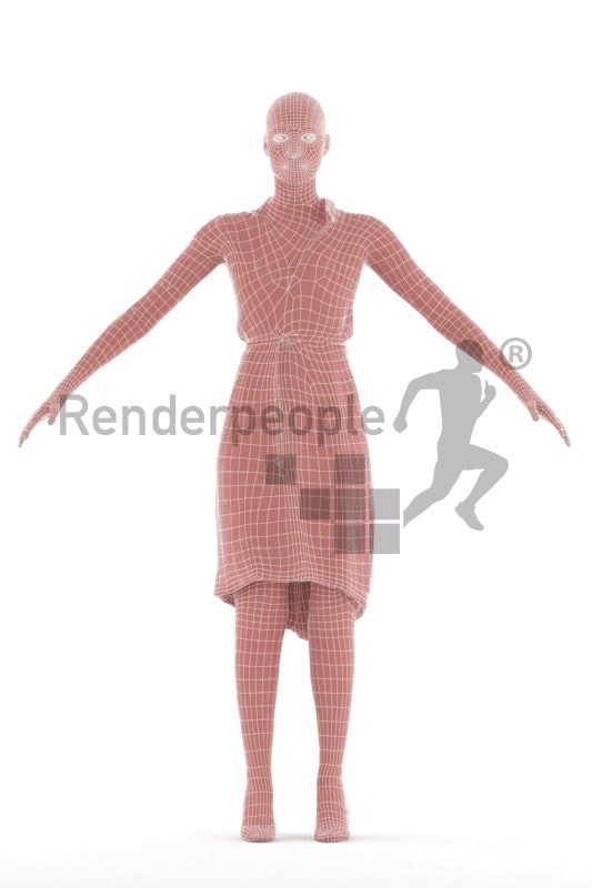 Rigged and retopologized 3D People model – black woman, event