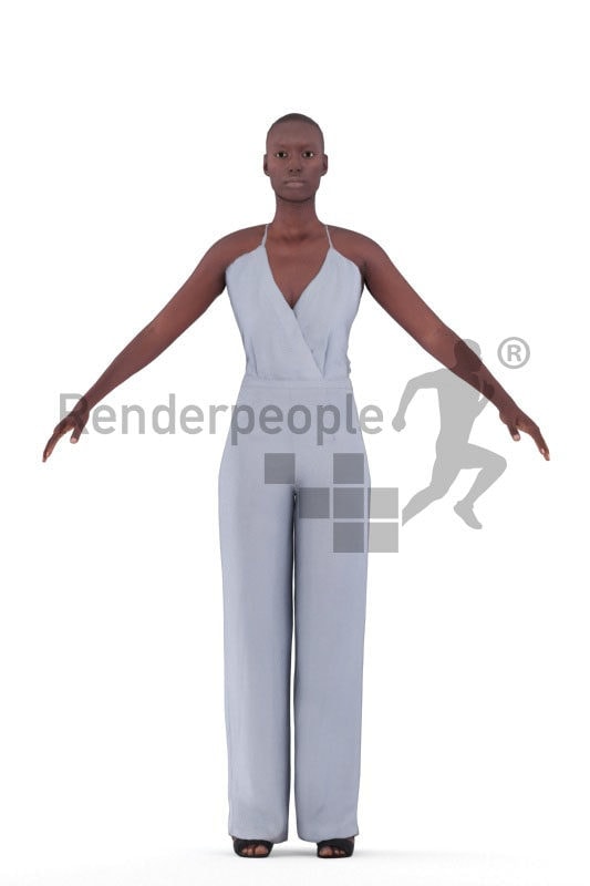 3d people event, 3d black woman rigged