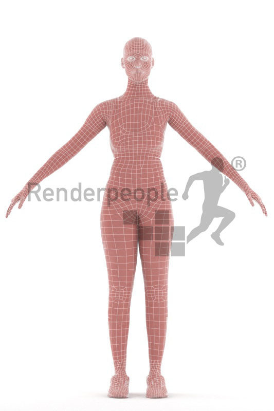 Rigged human 3D model by Renderpeople – black woman in sports clothes