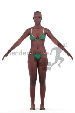 Rigged 3D People model for Maya and 3ds Max – black woman in bikini, swimmwear, beach and pool