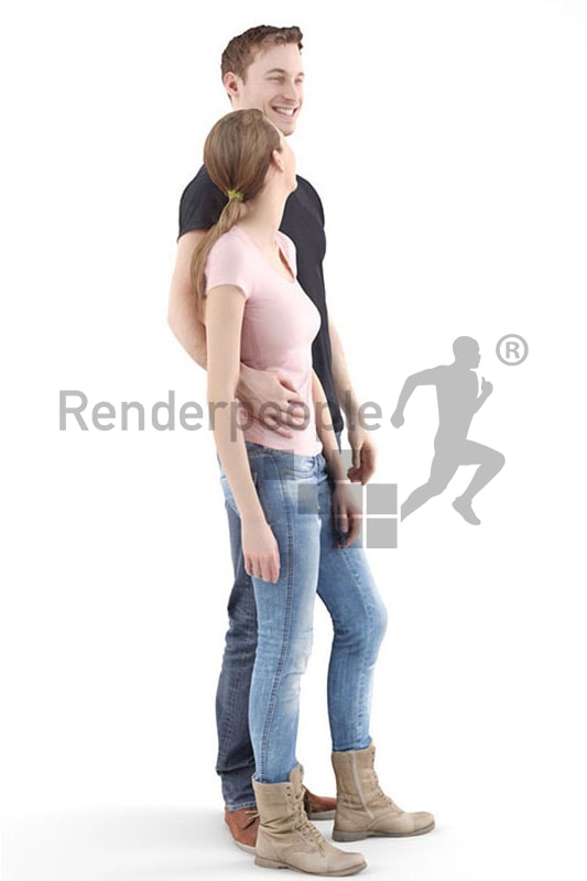 3d people casual, 3d couple smiling
