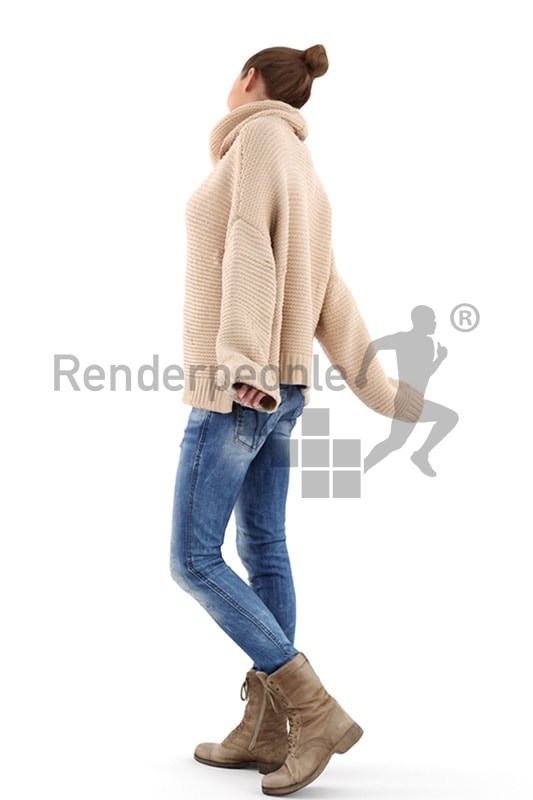 3d people casual, white 3d woman smiling