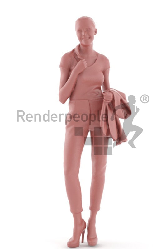3d people business, white 3d woman smiling