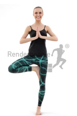 3d people sports, white 3d woman doing yoga