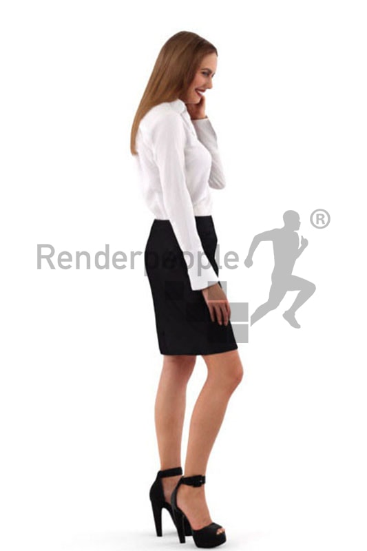 3d people business, white 3d woman standing and smiling