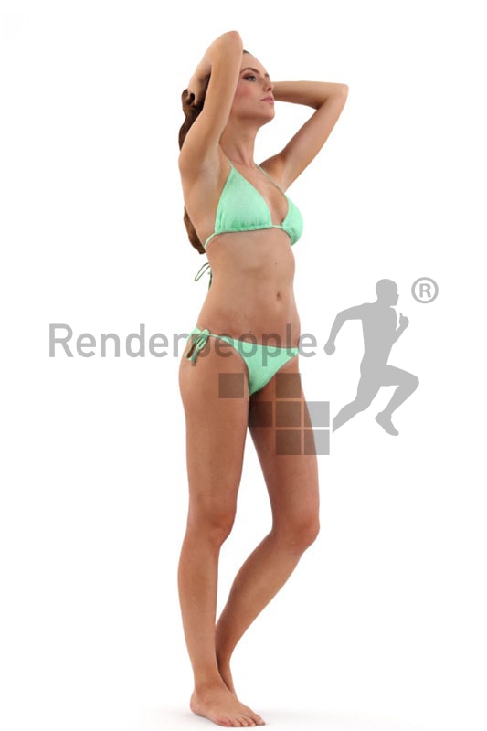 3d people beach, white 3d woman walking out of the water