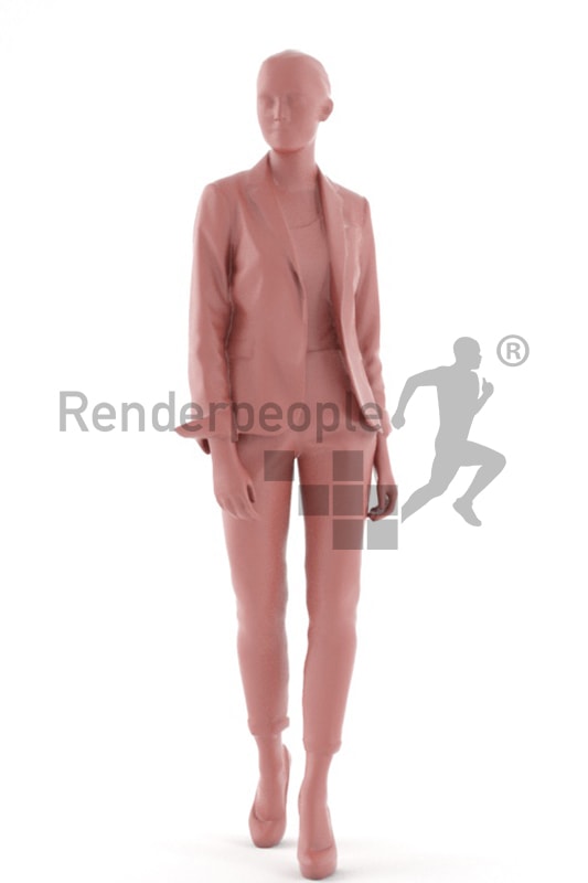 3d people casual, nicely dressed white 3d woman walking