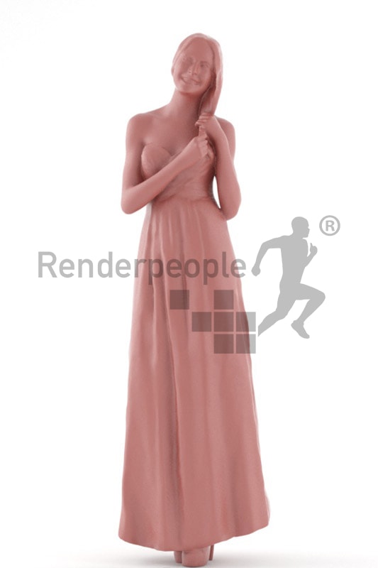 3d people event, white 3d in a long dress