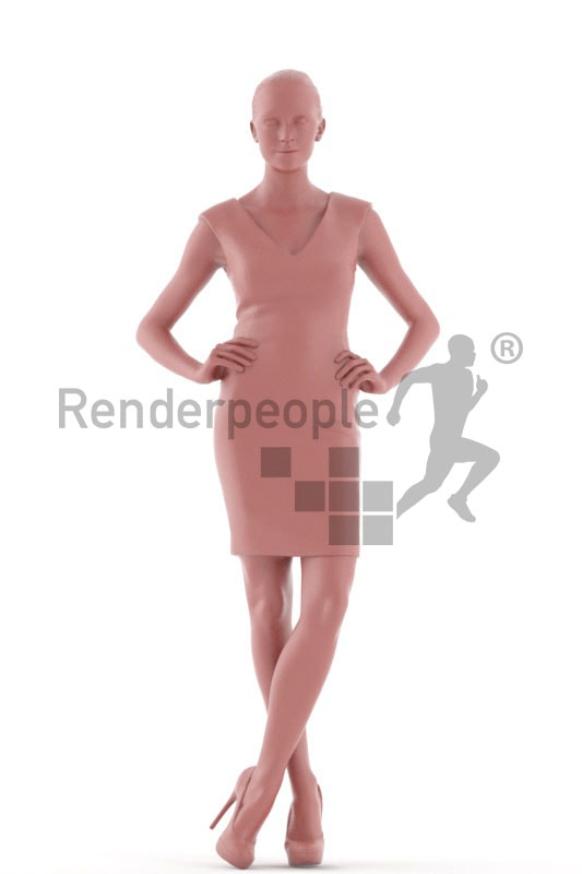 3d people event, beautiful white 3d woman posing