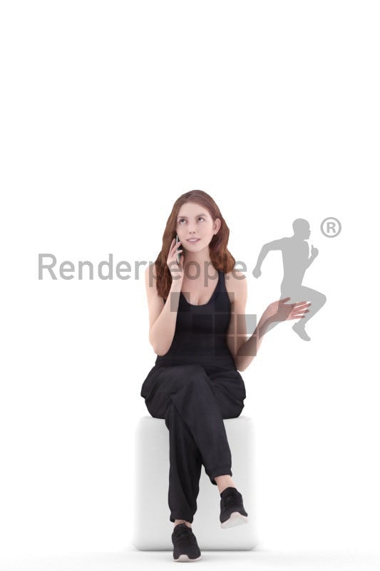 3d people casual, white 3d woman calling somebody