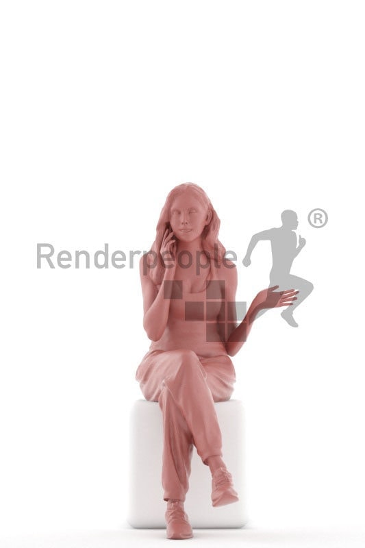 3d people casual, white 3d woman calling somebody