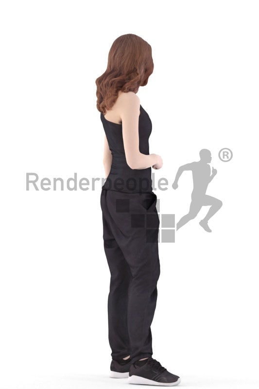 3d people casual, white 3d woman standing and smiling