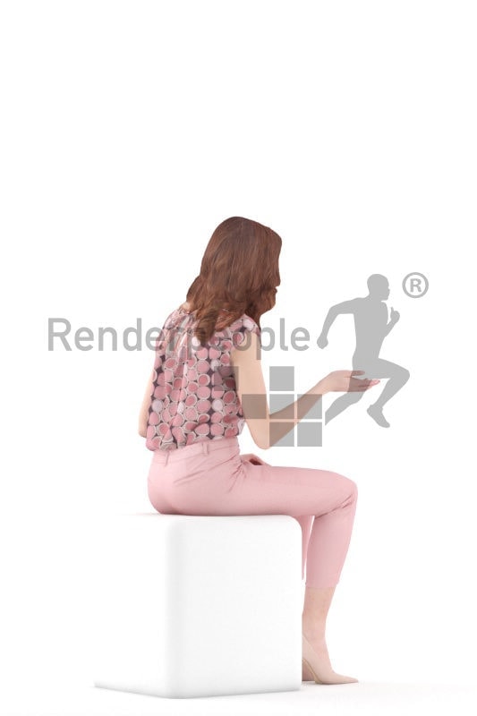 3d people event, white 3d woman sitting and talking