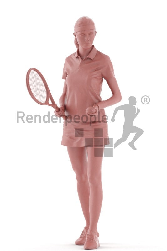 3d people sports, white tennis player 3d woman playing