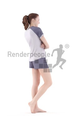 3d people sleepwear, white 3d woman standing and smiling