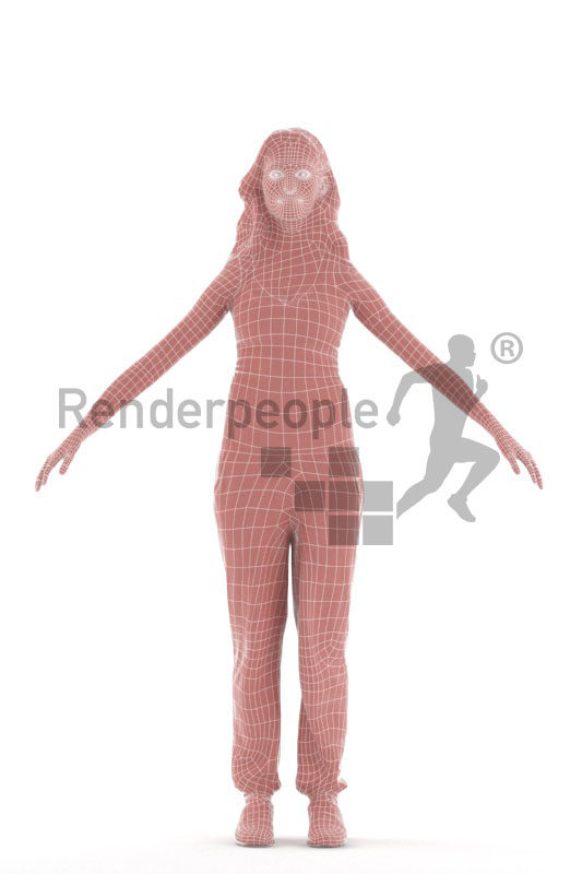 Rigged human 3D model by Renderpeople – european woman in sports outfit