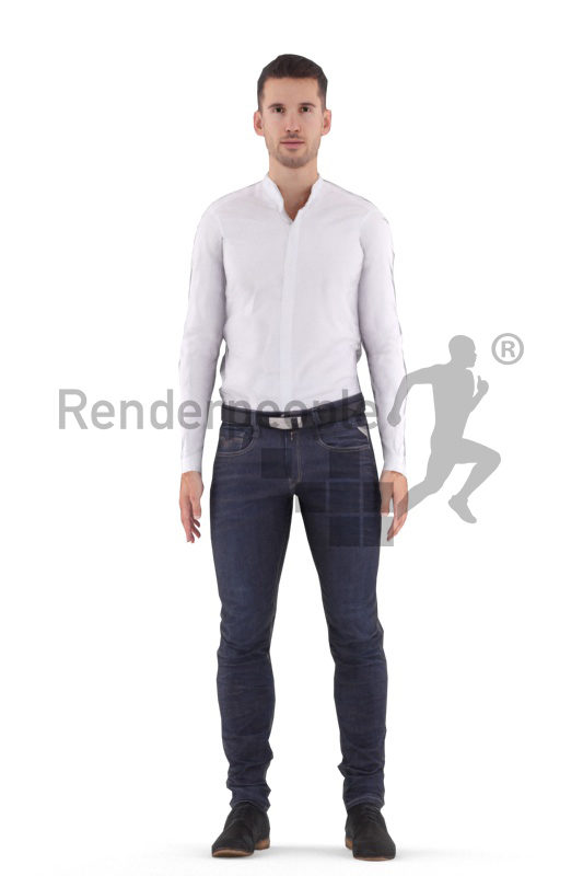Human 3D model for animations – european man, business, standing