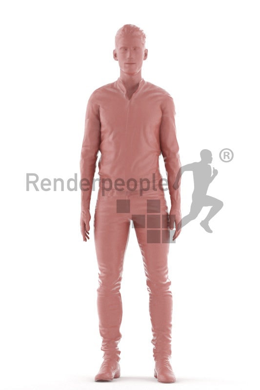 Human 3D model for animations – european man, business, standing