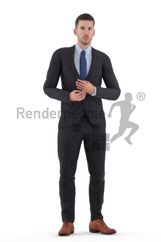 Animated 3D People model for 3ds Max and Maya – european male in business/event