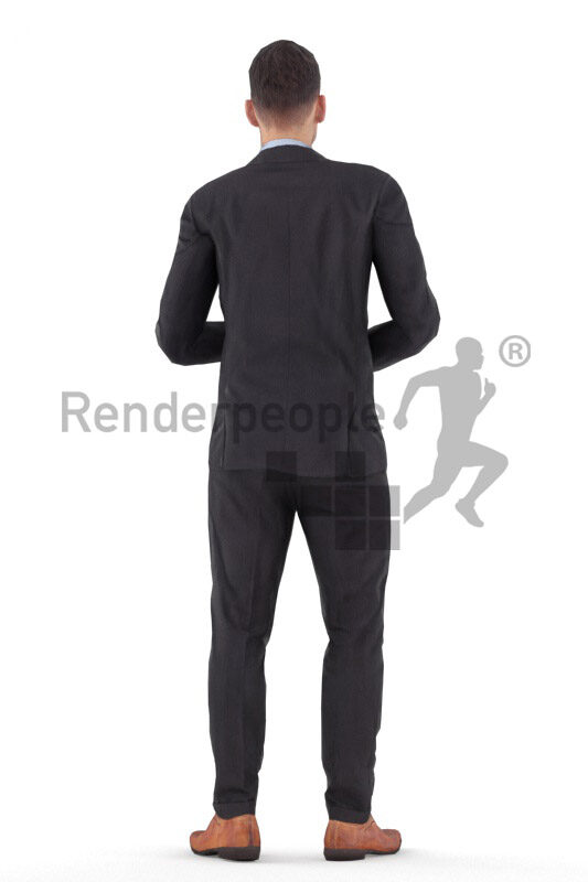 Animated 3D People model for 3ds Max and Maya – european male in business/event suit