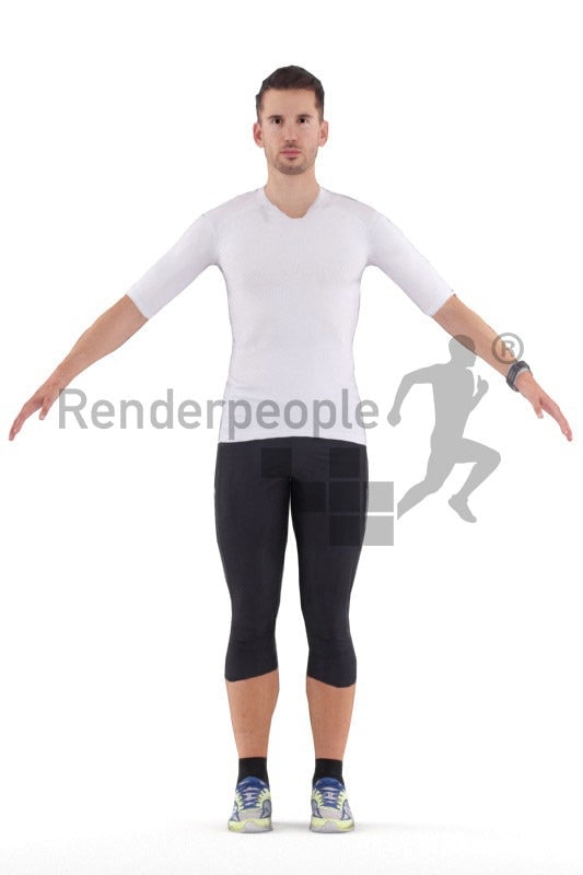 Rigged and retopologized 3D People model – white man in sports wear