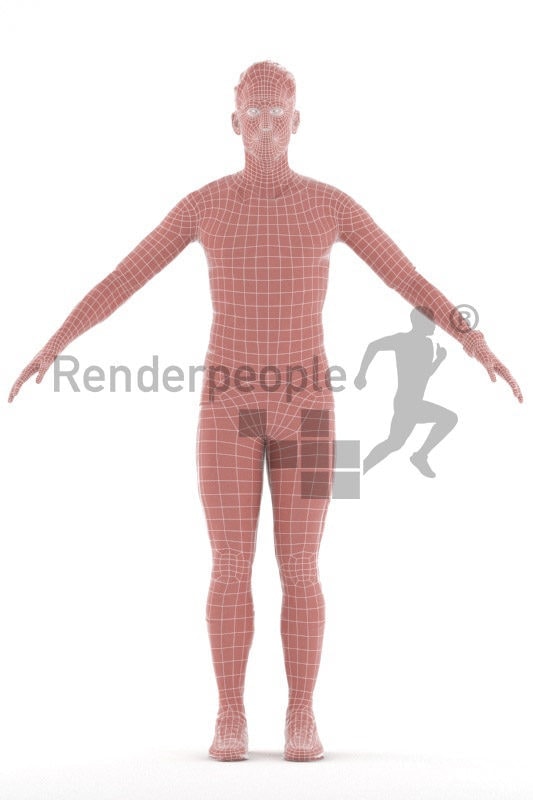 Rigged and retopologized 3D People model – white man in sports wear