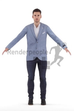 Rigged 3D People model for Maya and 3ds Max – white man in business suit