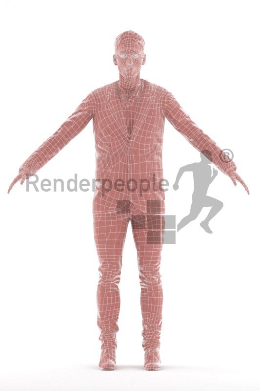 Rigged 3D People model for Maya and 3ds Max – white man in business suit