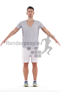Rigged human 3D model by Renderpeople – european male in a casual summer style
