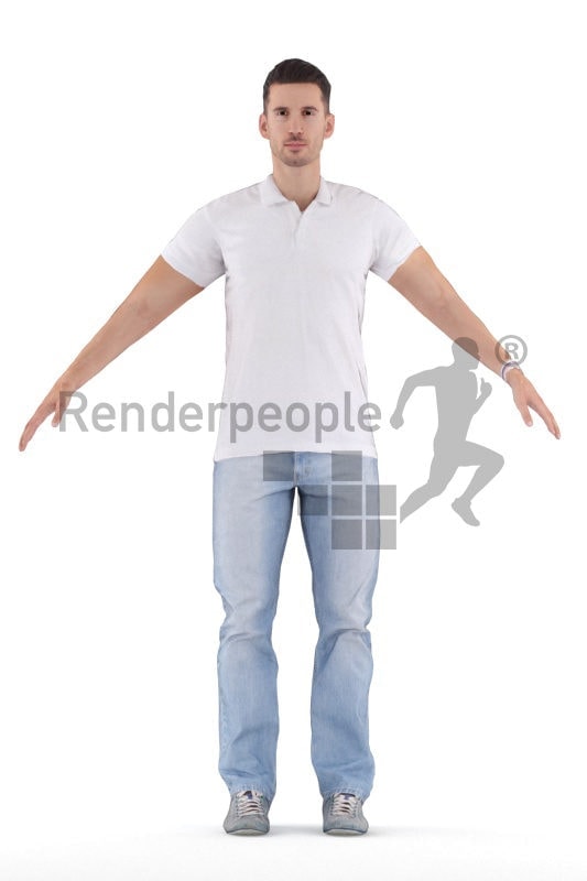 Rigged 3D People model for Maya and 3ds Max – white man, casual