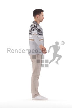 Rigged 3D People model for Maya and Cinema 4D – white man in casual winter clothes