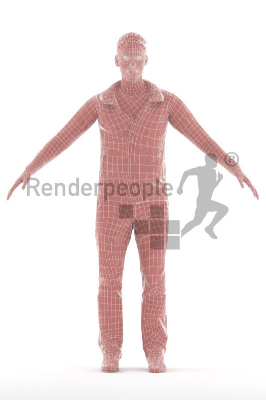Rigged 3D People model for Maya and Cinema 4D – white man in casual winter clothes