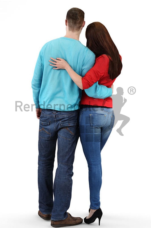 3d people casual, 3d couple arm in arm