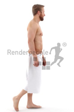 3d people spa, white 3d man with a towl around his hips