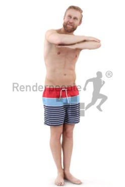 3d people pool, white 3d man leaning on edge of a pool
